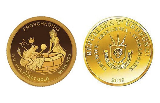 инвестиционная монета из золота, посвященная герою сказки «Король-лягушонок»