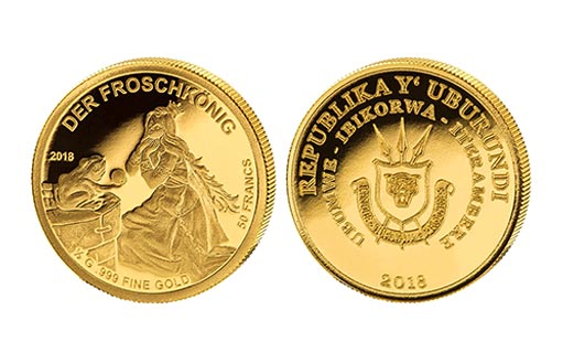 Золотые монеты Бурунди по сказке Король-лягушонок