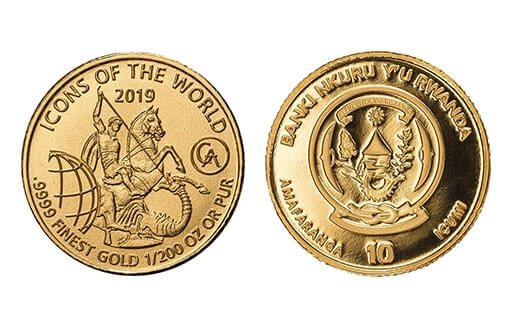 коллекционная монета из золота с изображением «Георгия Победоносца»