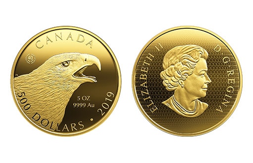Золотая коллекционная монета по эмитенту Канады под названием «Золотой орел»