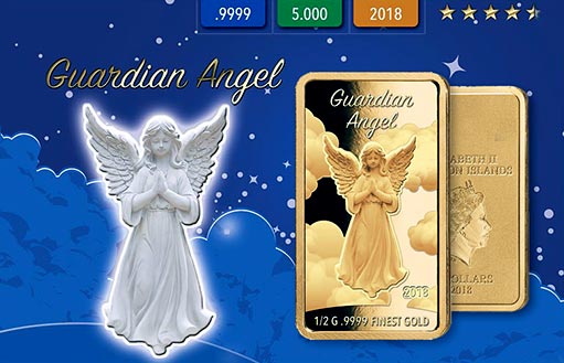 Золотая монета-талисман «Ангел-хранитель»