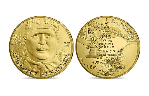 золотые монеты посвящены поэту Гийому Аполлинеру
