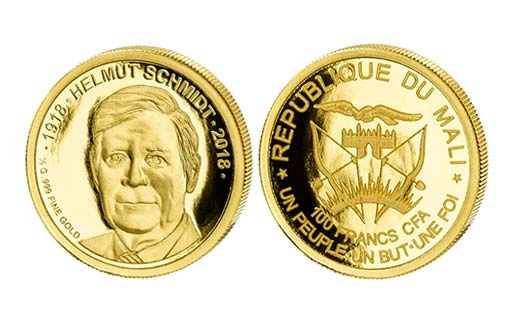 Золотые монеты с портретом Хельмута Шмидта