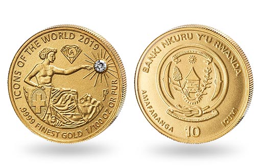 персонифицированный образ Швейцарии на монетах Руанды