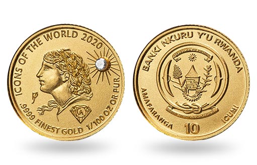 руандийские золотые монеты посвящены швейцарской Гельвеции