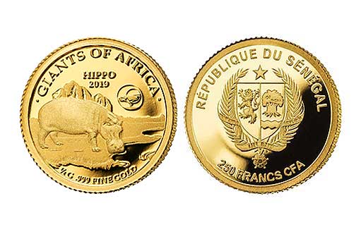 Золотая монета «Бегемот» из цикла «Гиганты Африки»