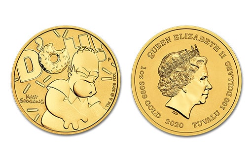 Золотая коллекционная монета, посвященная легендарному Гомеру Симпсону