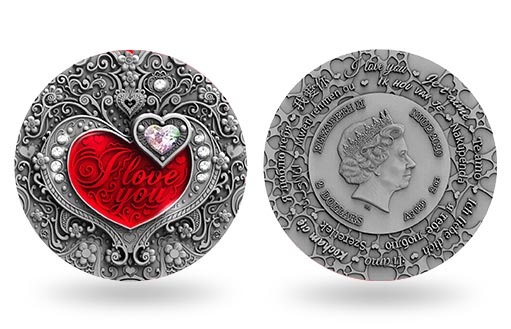 признание в любви на серебряной монете Ниуэ