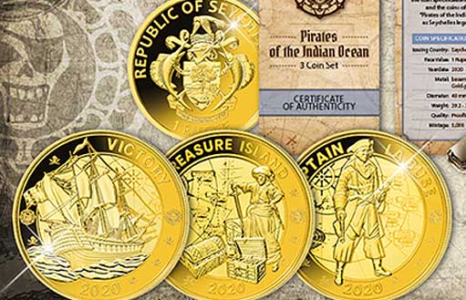Памятный набор монет с позолотой из нового нумизматического цикла «Пираты Индийского Океана»