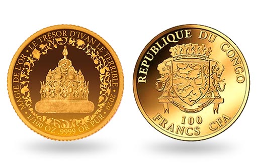 драгоценная корона Ивана Грозного на золотой монете Конго