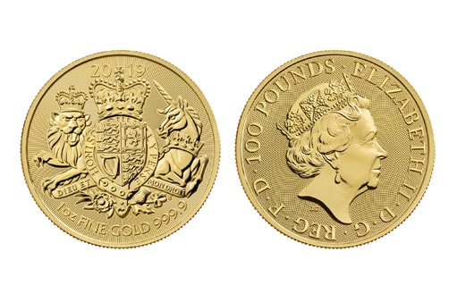 монета из золота с монархическим гербом