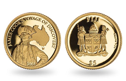 Джеймс Кук на золотой монете Фиджи