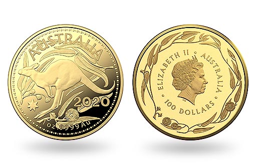 австралийский кенгуру на золотой монете для инвестиций