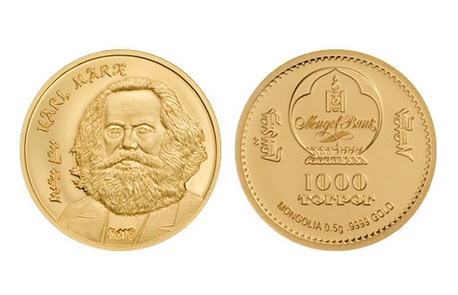 монету из золота в честь Карла Маркса