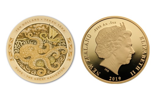 Мифы Полинезии на золотых монетах «Купе: великий навигатор»
