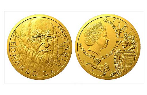 Памятная золотая монета ко дню 500-летней годовщины смерти великого художника, изобретателя и ученого эпохи Возрождения Леонардо да Винчи.