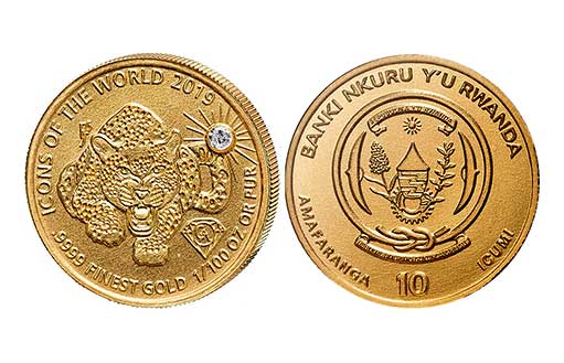 золотая монета с леопардом