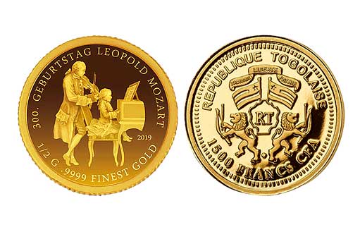 монета из золота к 300-летию отца Моцарта