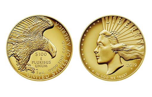 инвестиционная медаль «Liberty» США из золота 9999