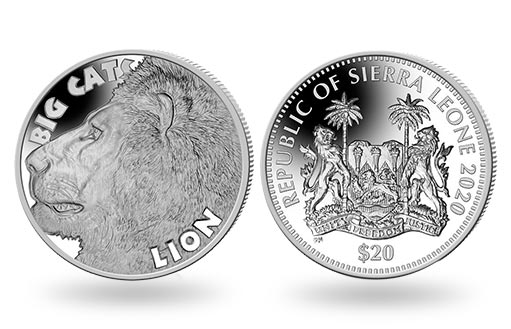 льву посвящена монета из серебра по эмитенту Сьерра-Леоне