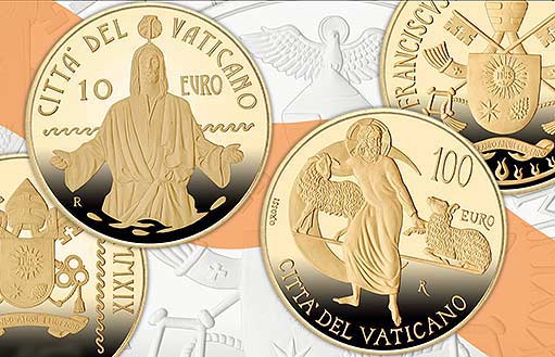 Памятная золотая монета «Литургия», освещающая реформы церковной службы по результатам II Ватиканского Собора.