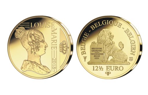 Луиза Мария на золотых бельгийских монетах