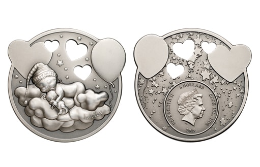 Серебряная монета-сувенир неправильной формы под названием «Колыбельная для маленькой принцессы»