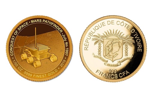 Золотая монета, посвященная программе НАСА «Mars Pathfinder»