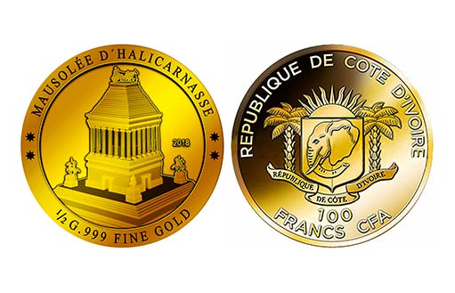 Кот-д’Ивуар выпустил монету из золота мавзолеем в Галикарнасе