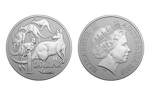 австралийская монета из серебра со скачущими кенгуру
