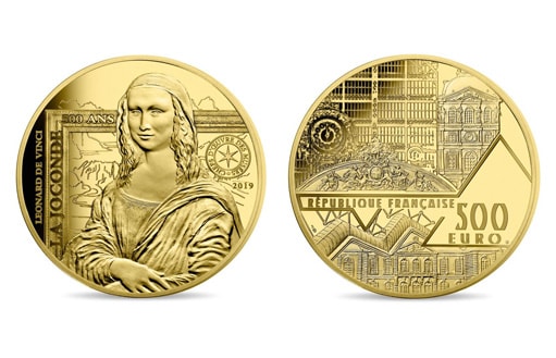 французские золотые монеты с Джокондой