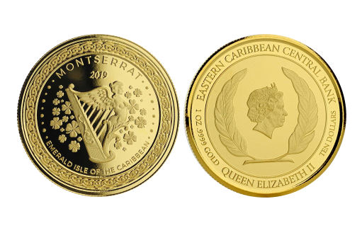 золотая инвестиционная монета Монтсеррат 2019 от ECB