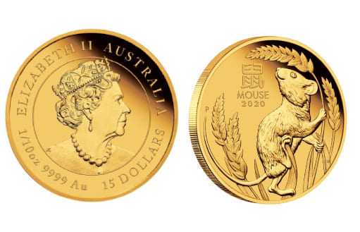 золотые монеты к году Мыши 2020 от Австралии