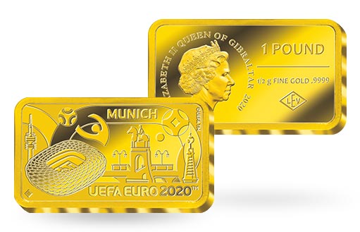 золотая памятная монета в честь одного из городов-хозяев Евро 2020 — Мюнхена