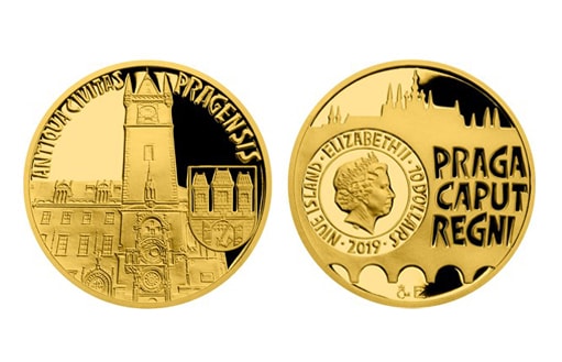 старая Прага на золотой монете