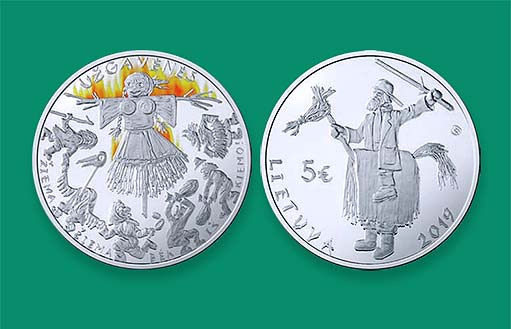 Литовская серебряная монета к празднику весну