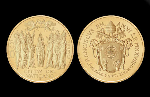 Пятидесятница золотая монета Ватикана 