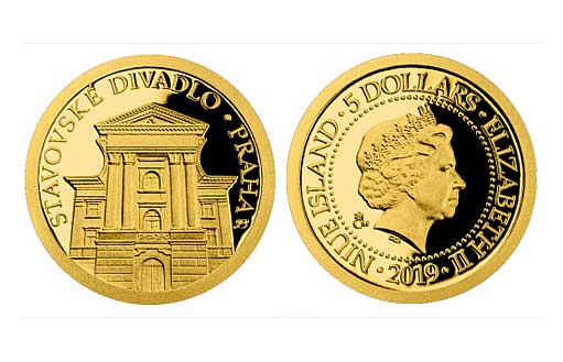Памятная золотая монета, посвященная Сословному театру в Праге