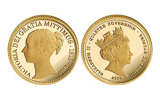 на золотых монетах увековечена юная Виктория