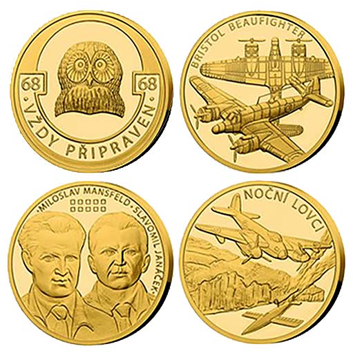 Набор золотых монет «Самолеты в RAF»