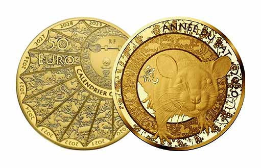 золотая коллекционная монета, посвященная 2020 году крысы