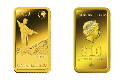 золотая монета-слиток Соломоновых Островов