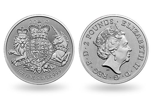 королевская геральдика на серебряных монетах Великобритании