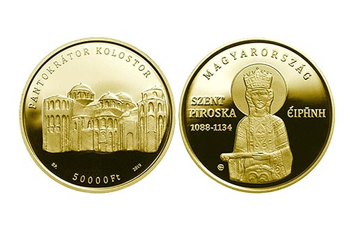 Святая Ирина на венгерских монетах из золота