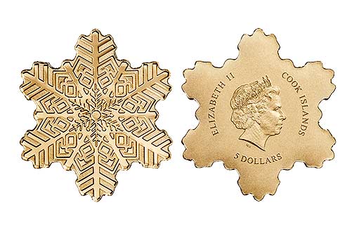 Золотая монета «Снежинка» из нумизматического цикла «Специальные формы».