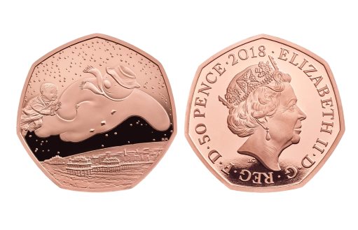 Герои британского рождественского мультфильма на золотой памятной монете «Снеговик»