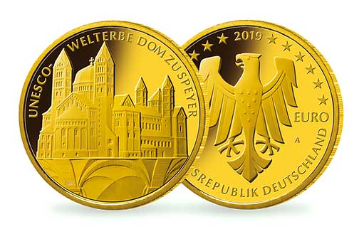памятная монета из золота с изображением Шпайерского собора