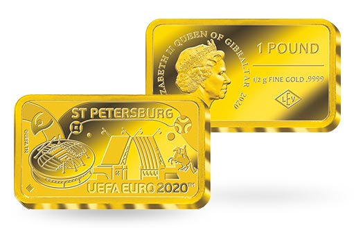футбольные золотые монеты UEFA EURO 2020 по эмитенту Гибралтара