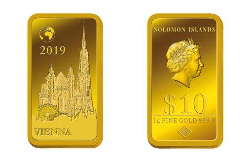 Золотая монета-слиток Вена
