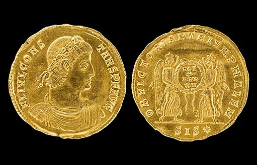 древняя римская золотая монета найдена в Германии